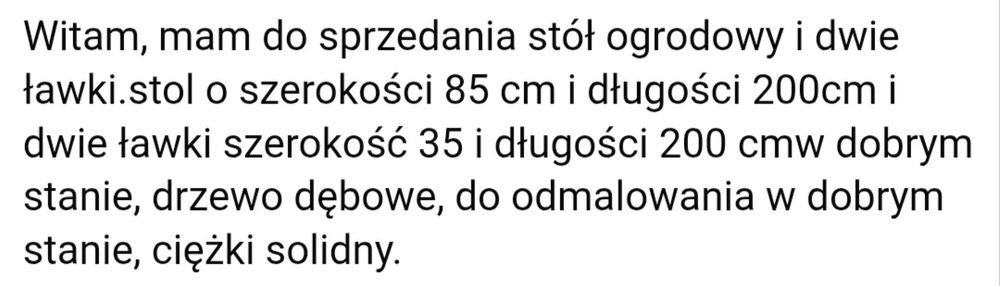 Stół i ławki ogrodowe dębowe