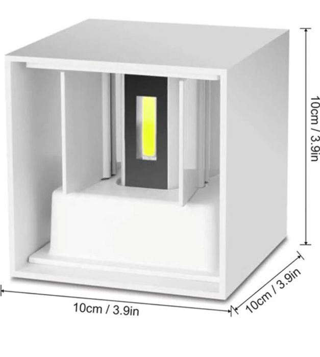 Zestaw 2 lamp ściennych zewnętrznych, wewnętrznych, białych 12W