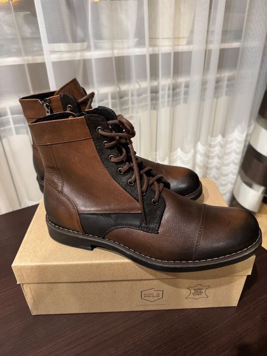 Brązowe Skórzane Trzewiki Ryłko r. 43 NOWE