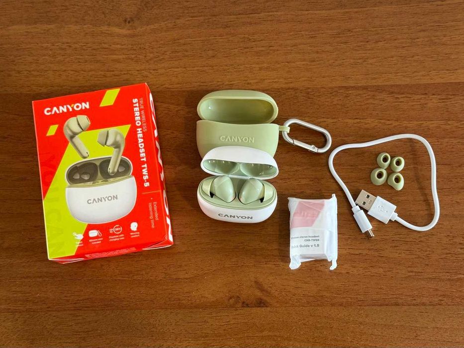 Бездротові Bluetooth Навушники Canyon TWS-5 Green (CNS-TWS5GR)