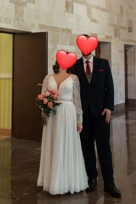 Suknia ślubna muslinowa w stylu Boho 158+6, 38/40