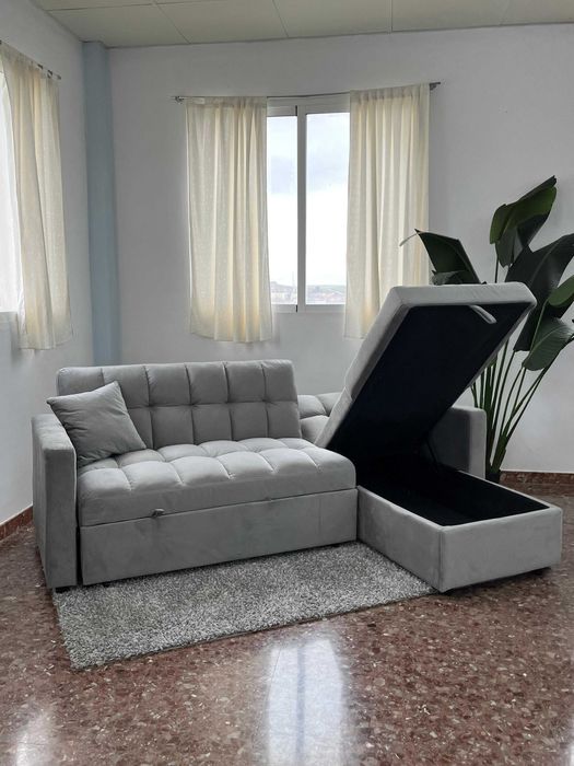 sofá-cama com chaise longue e arrumação envió gratis