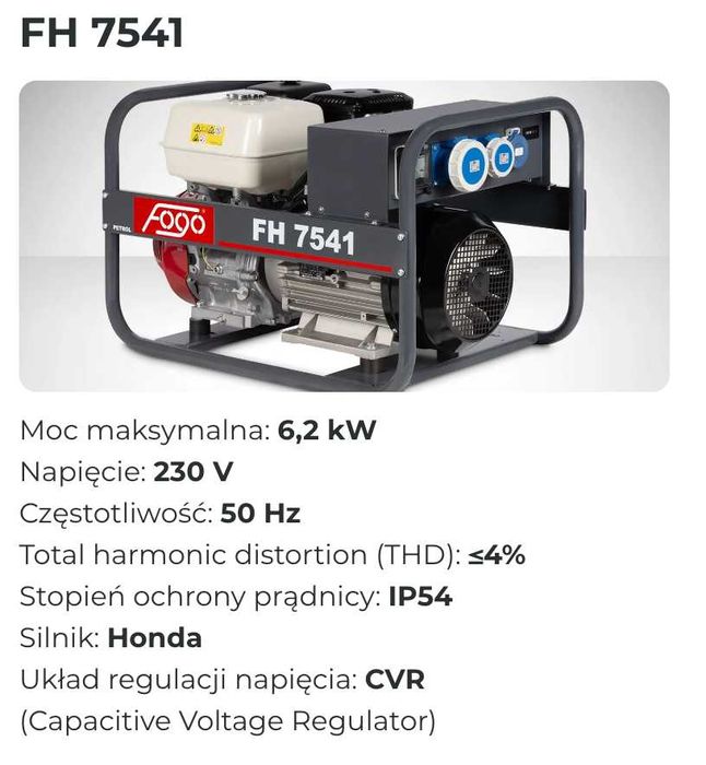 Agregaty prądotwórcze benzynowe jednofazowe do 6.2 kW FOGO