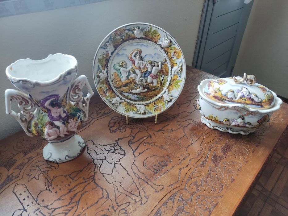 Boleia, prato e jarra antigas- anjos