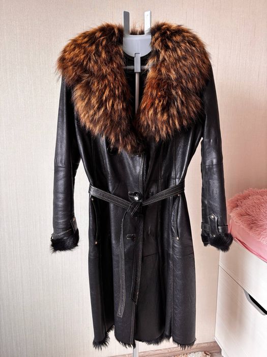 Шкіряна дублянка Stella Rossa з натуральним хутром писця демісезонна