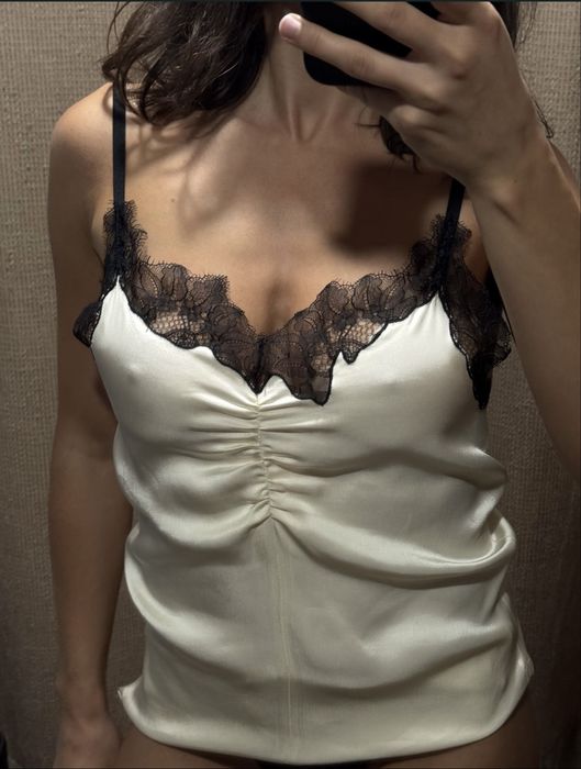 Сатиновий сліп топ з мереживом Helmut Lang
