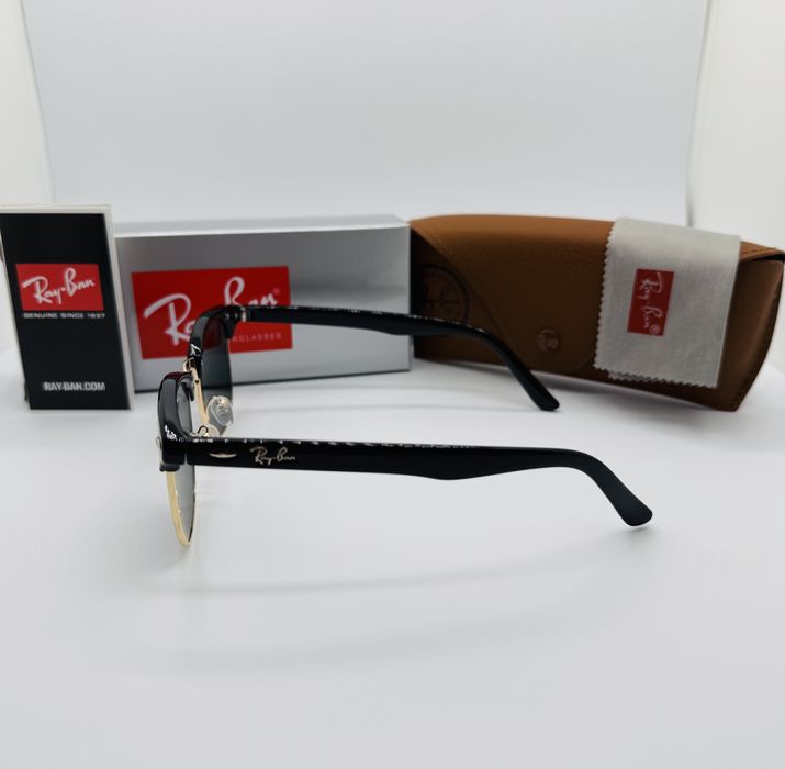 Солнцезащитные очки Ray Ban Clubmaster 3016 Gold-Black 51мм стекло