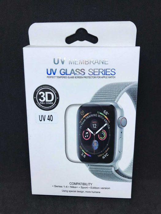 Película de vidro temperado completa curva UV para Apple Watch 40mm