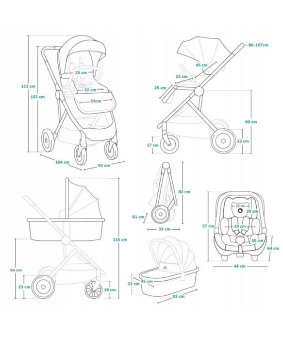 WÓZEK 3w1 Spacerówka - Gondola + Fotelik Lionelo AMBER