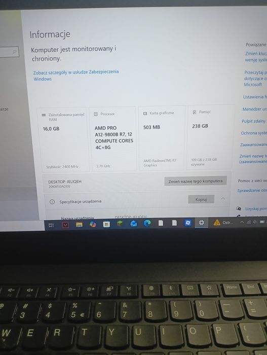 Laptop Lenovo  thinkpad AMD PRO A12-9800B