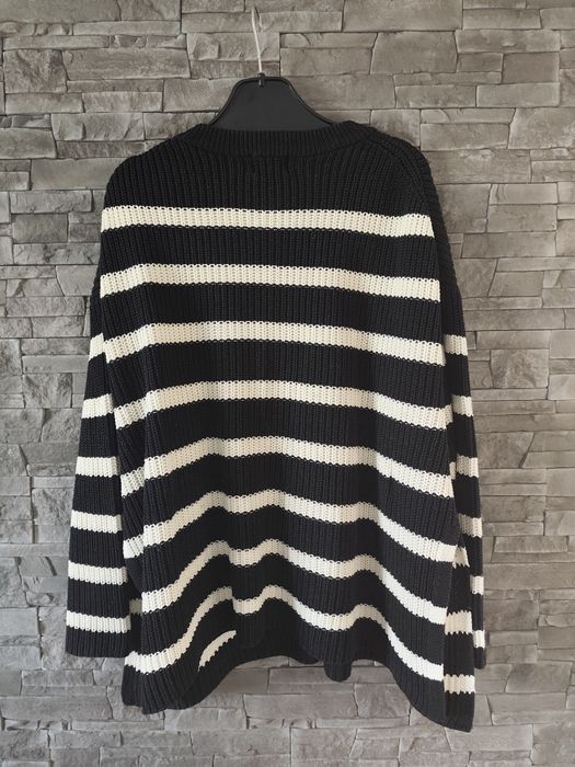 Jesienny oversizowy sweterek w paski H&m r. L-2xl