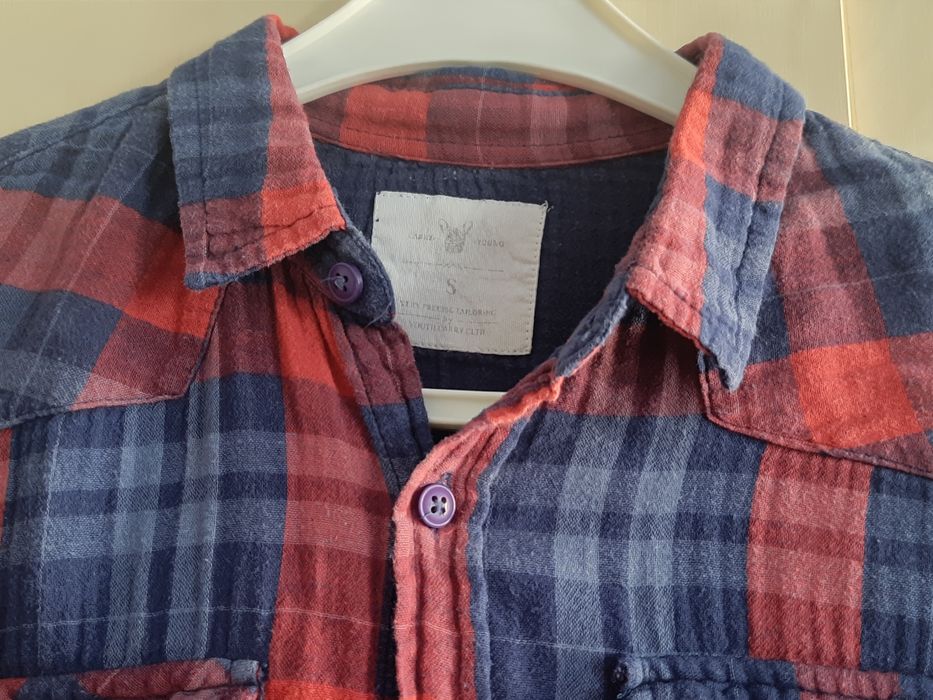 Koszula w kratę cienka flanela S