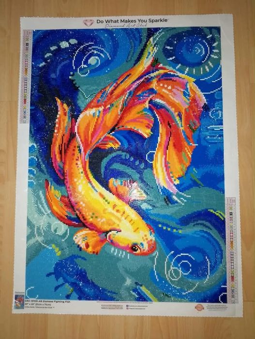 Haft diamentowy Bojownik syjamski z Diamond Art Club.