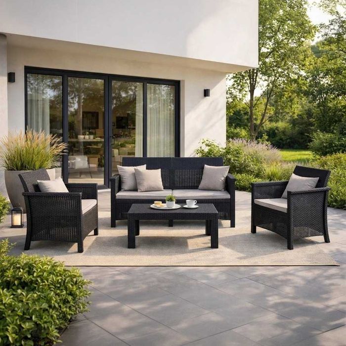 Комплект садових меблів MEBEL ELITE BRENTA чорний ME.BRENTA/CZ/RT/OGR/ZES