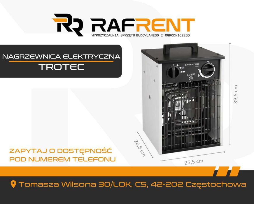 Nagrzewnica elektryczna Trotec 3.3 KW 230 W - Wynajem