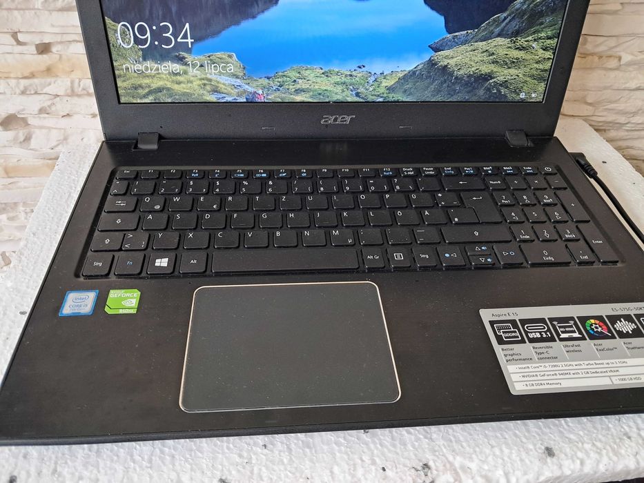 Laptop ACER E15-572G I5-7200U 8GB RAM Zasilacz