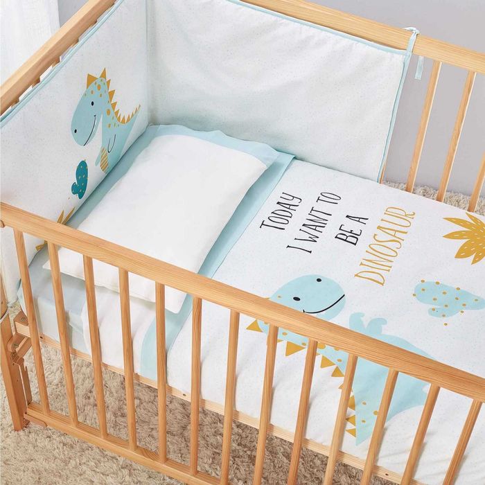 Cama de grades com lateral regulável + colchão happy bear