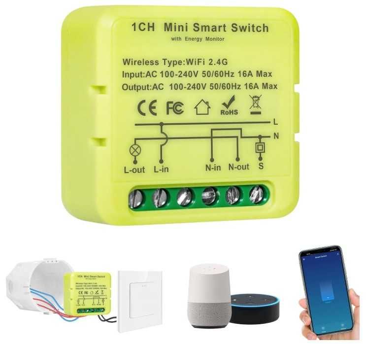 Mini, dopuszkowy przełącznik, przekaźnik Wifi ZAKVOP