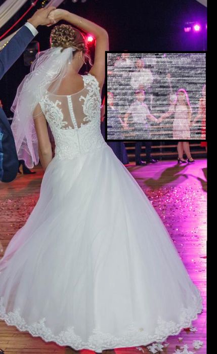 Biała suknia ślubna, r. 36/38, gipiura, tiul