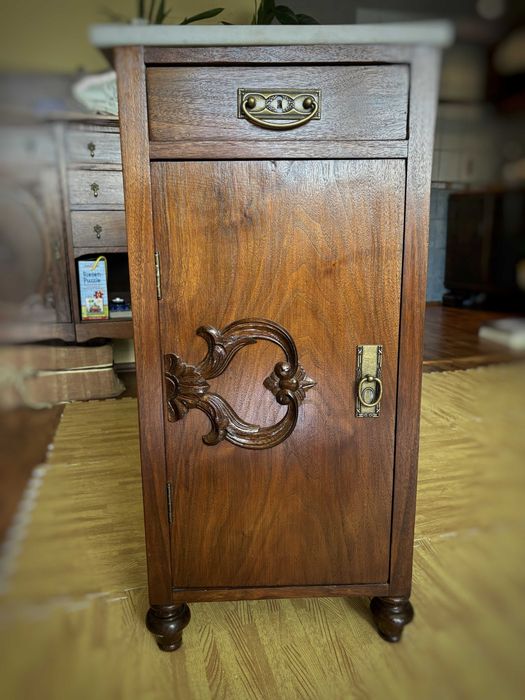 Antyczna szafka nocna z marmurowym blatem, antyk, retro, vintage