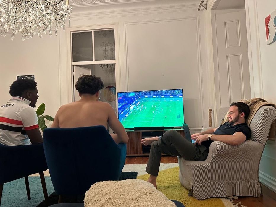 TV Móvel comprido com 2 portas de correr, Wapong em nogueira, LA REDOUTE INTERIEURS