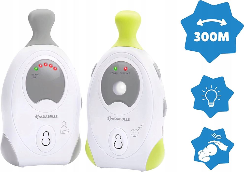 Badabulle – niania elektroniczna + lampka 300 m, kolor biały