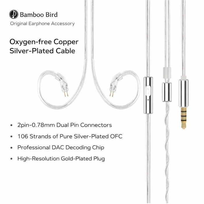 ‼️ Zhulinniao Silver-Plated OFC (2Pin 0.78) - кабель для IEM наушников