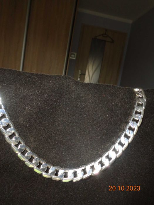 Łańcuszek posrebrzany pancerka 12mm x 55cm