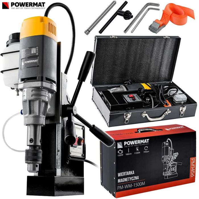 POWERMAT Wiertarka Magnetyczna 11500N 1500w Skok 160mm 19mm PM1456