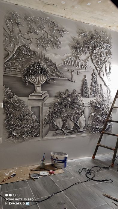 Художник розпис стін барельєф  розпис вітрин вікон ліпка ліпнина декор