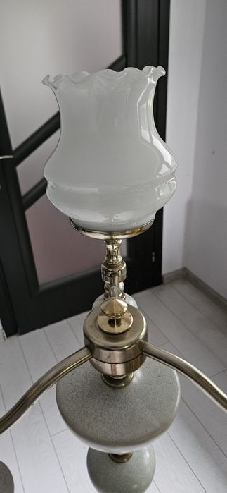 Lampa stojąca ze szklanymi kloszami, PRL