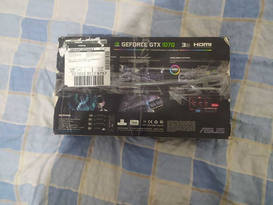 Не рабоча Asus rog strix 1070 8 Gb