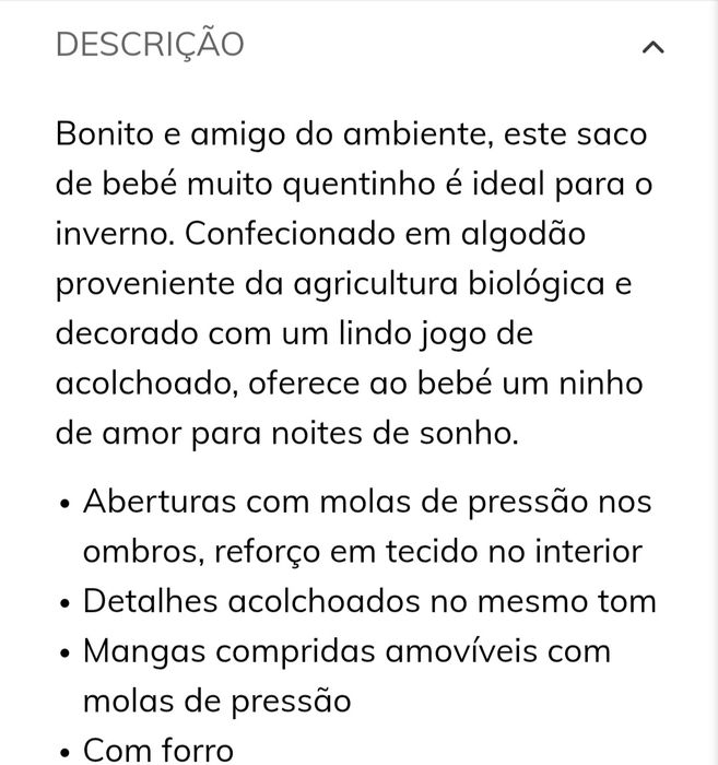 Saco para bebé 0-6 meses