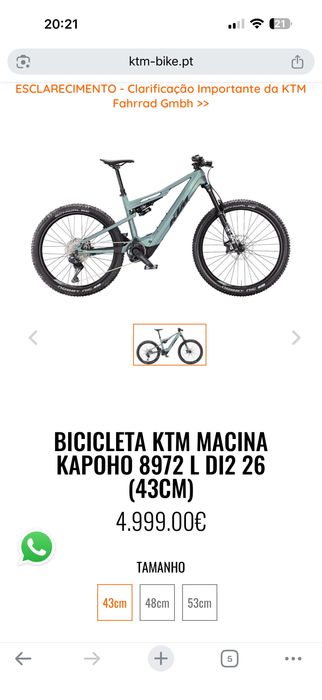 E-bike ktm Macima Kapoho 8972 L bicicleta eletrica