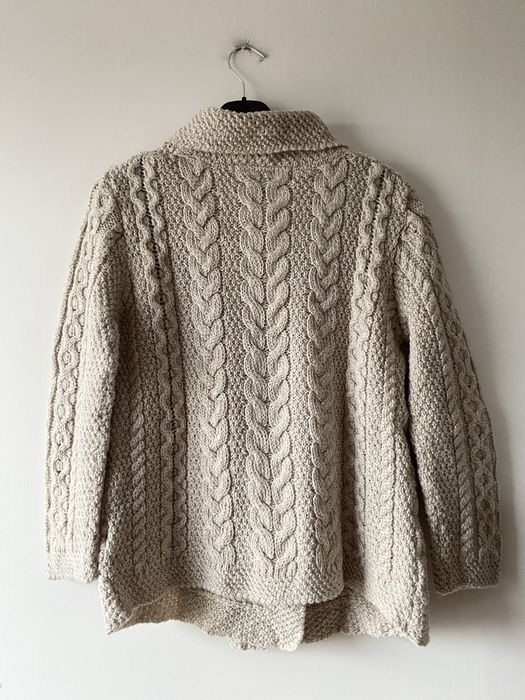 Inis Crafts sweter merino kardigan ireland vintage warkocz aran plecio
