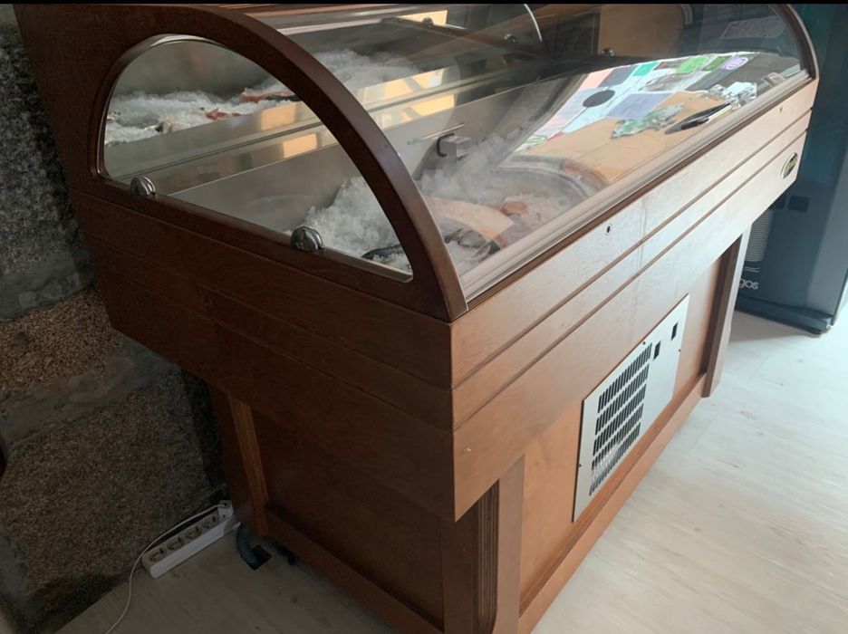 Vitrine de peixe com fabrico de gelo