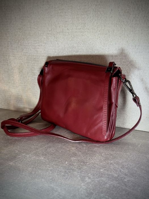 Нова шкіряна сумка (Італія / Vera Pelle) – Ручна робота, Вишнева