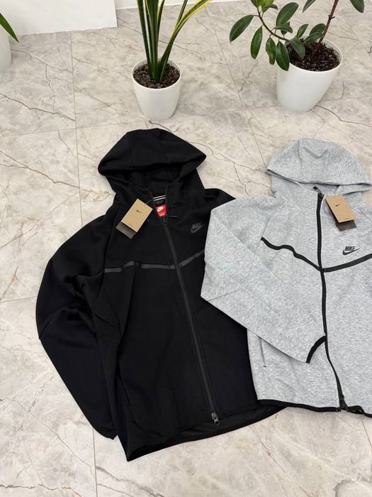 Зіп худі Nike Tech Fleece чорне / сіре S–M–L