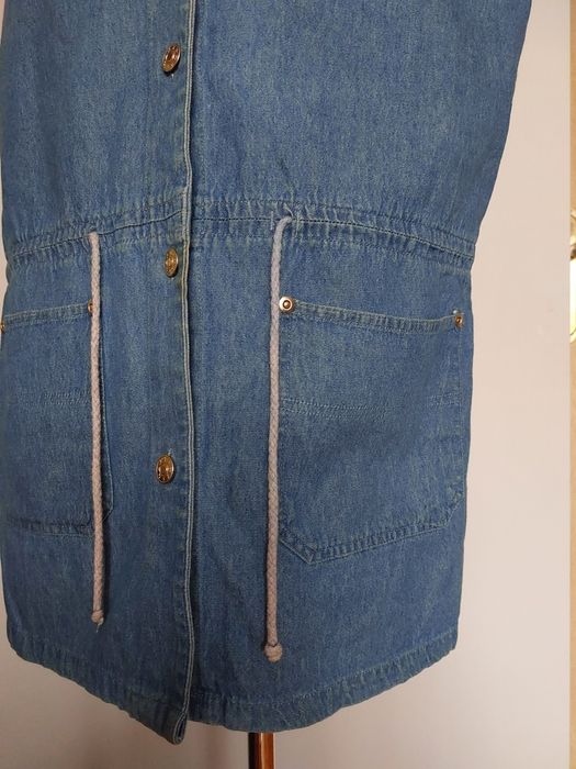 Kamizelka jeansowa na guziki sukienka haft XXL oversize