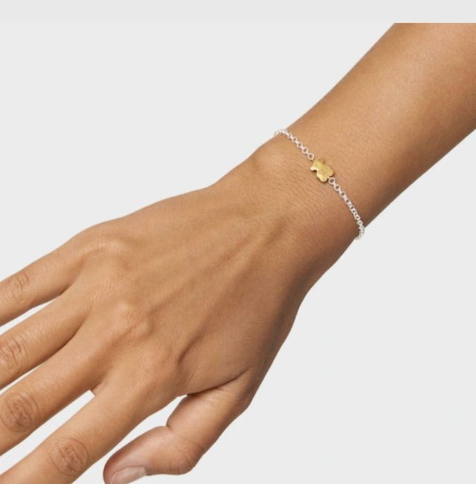 Bransoletka z misiem srebro i żółte srebro vermeil 925