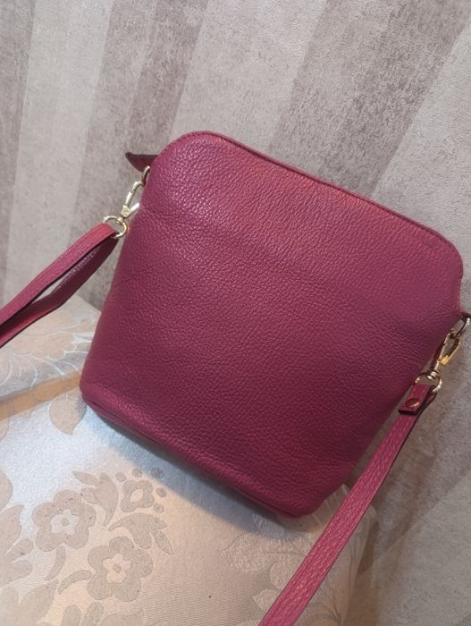 Torebka Ryłko skóra naturalna skórzana złoty łańcuszek łańcuch