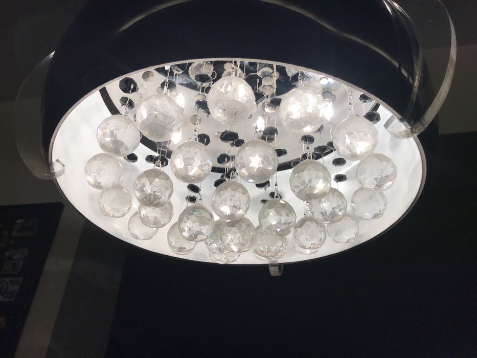 lampa wisząca glamour kryształy szklany abażur chrom