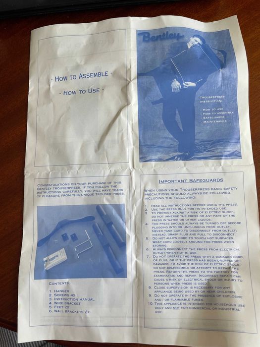 maquina de passar calças Bentley