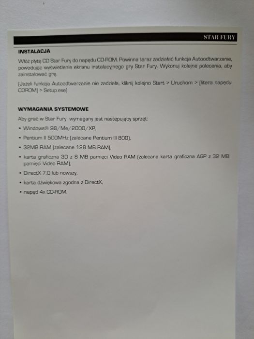 Gra Star Fury PC cd-rom