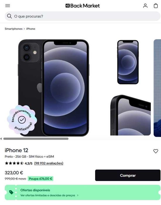 iPhone 12 256 Gb como Novo (Garantia de 6 meses)