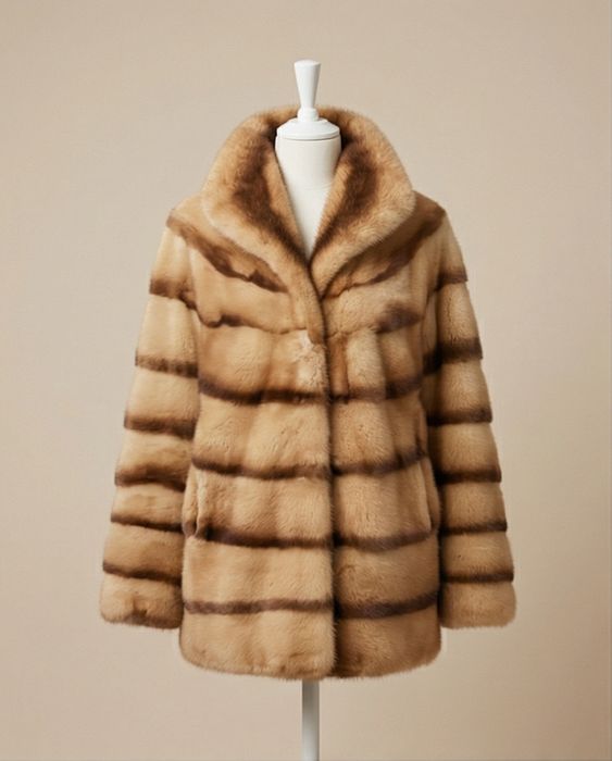 Capa em pêlo autêntico Vison cor rara mel+ chocolate