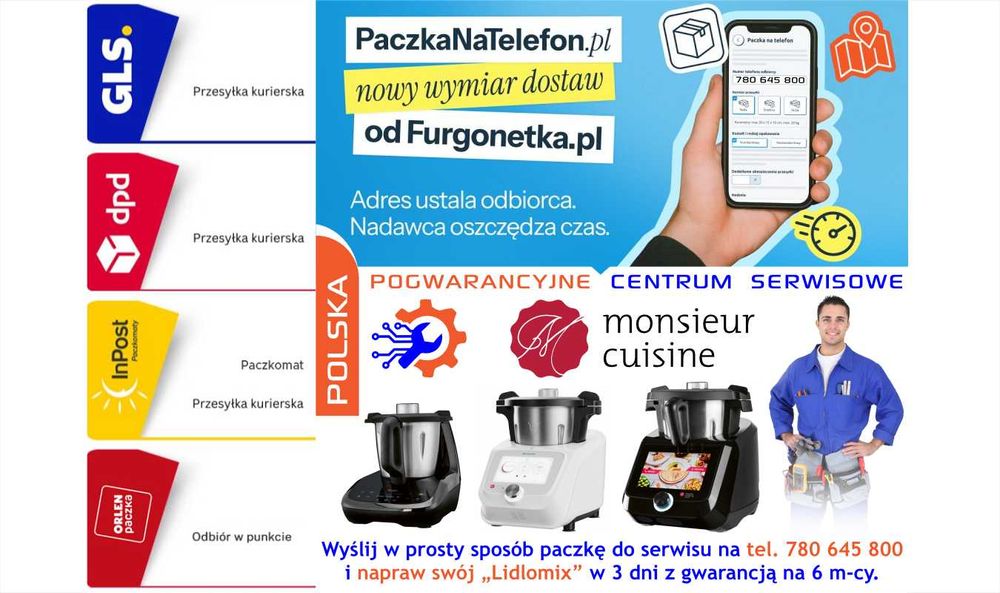 Szybka NAPRAWA 1-3 dni Lidlomix, Monsieur Cuisine, SilverCrest, GWARANCJA 6 m-cy na naprawę.