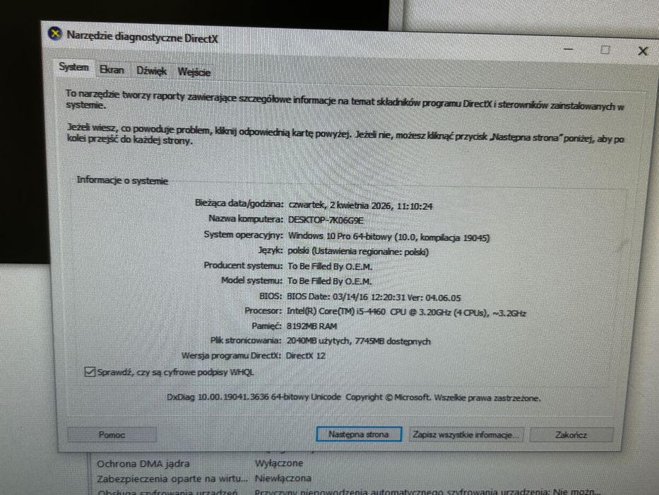 Komputer stacjonarny i5-4460 / 8GB RAM / SSD 240GB