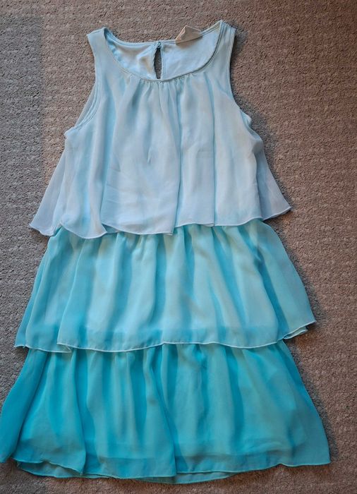 Elegancka sukienka HM rozm.146, błękitna
