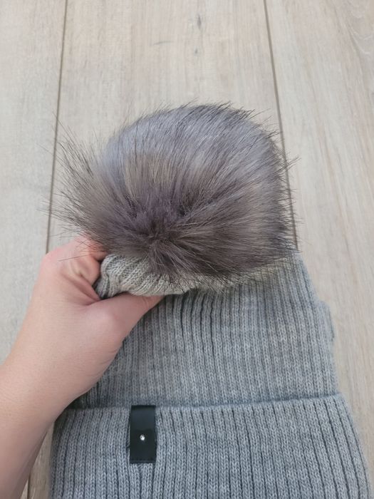 Komplet, czapka komin szary